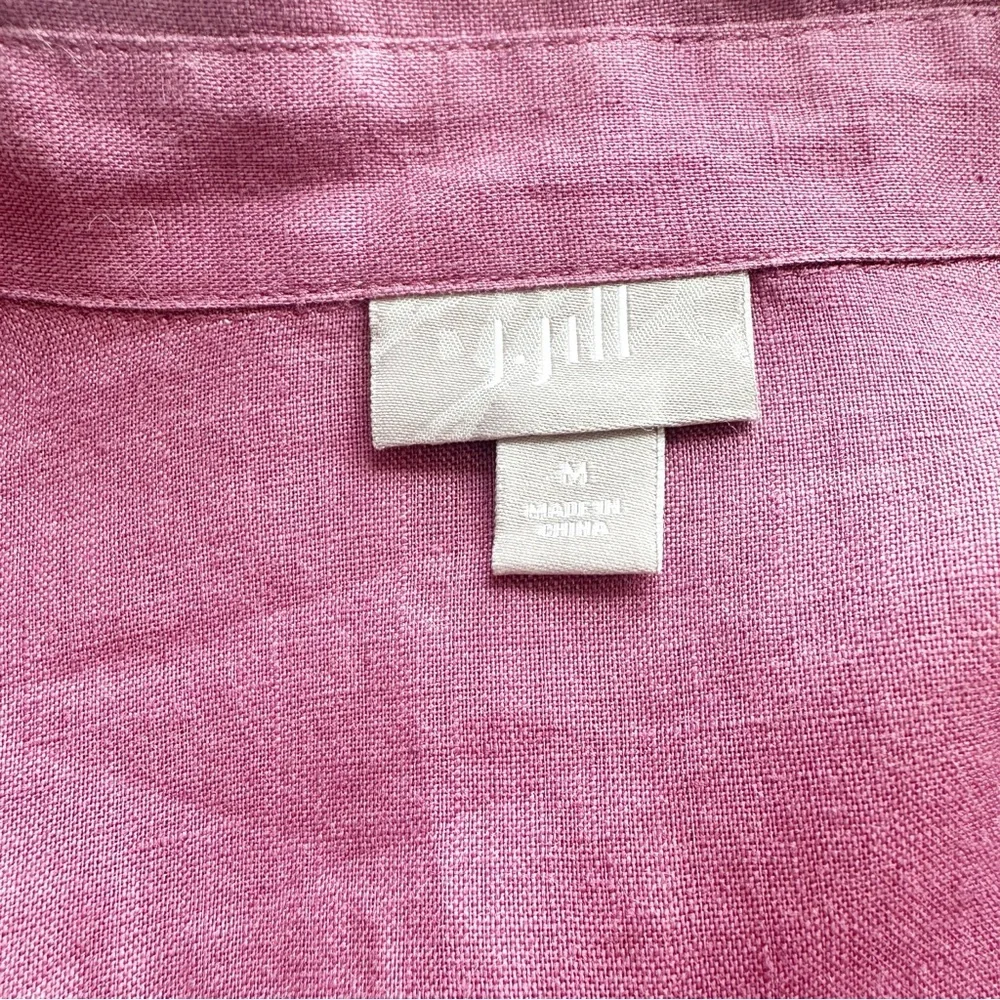 J. Jill Linen Top Button Front Long Sleeve Mauve Medium - Picture 4 of 7